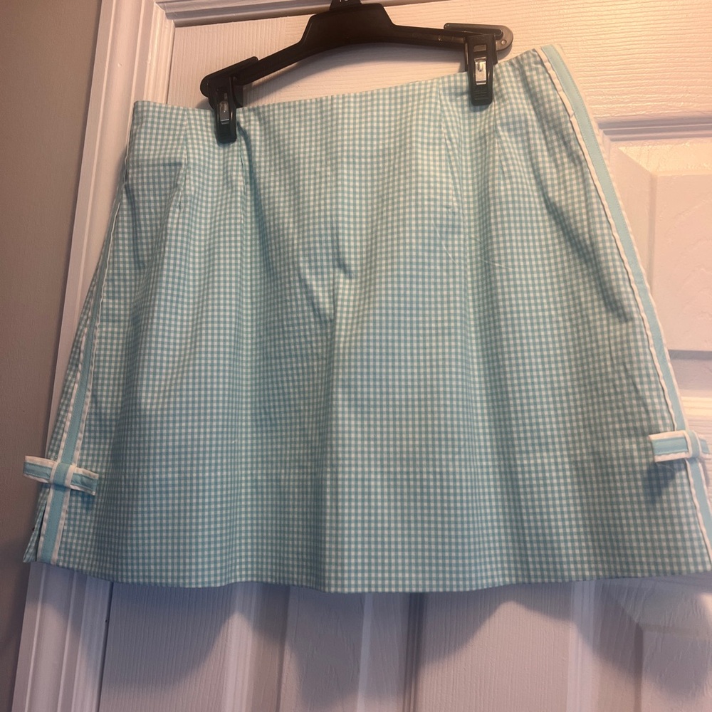 NWOT Lilly Pulitzer Aqua Gingham Mini Skirt